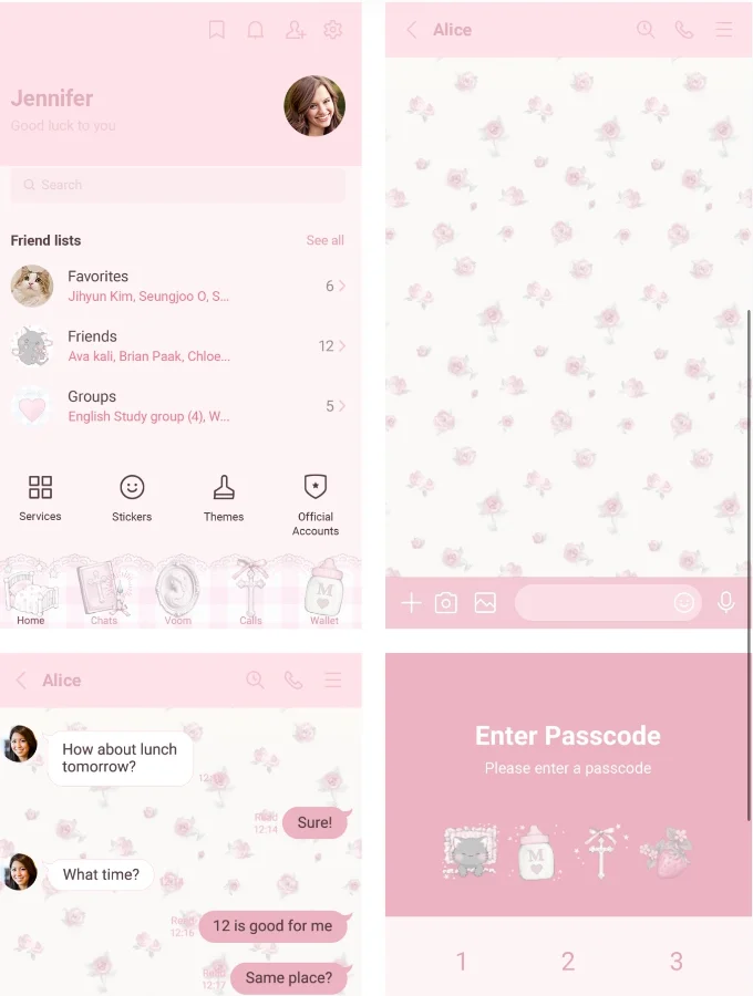 花柄LINE着せかえ プレビュー