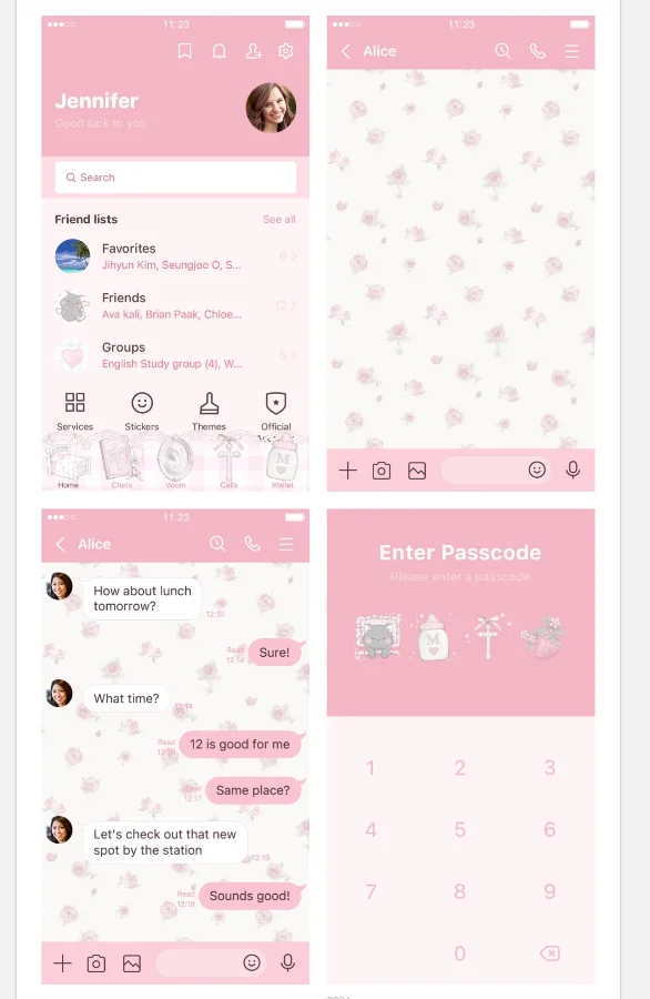 花柄LINE着せかえ プレビュー
